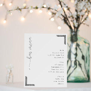 Elegant Black and White Minimalist Bar Menu Foam Board