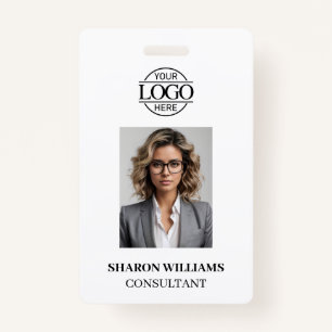 Elegant Black and White Minimalist Employee Photo Badge