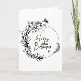 Elegant Black and White | Minimalist Floral Card