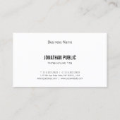Elegant Black And White Minimalist Modern Simple Business Card (Back)