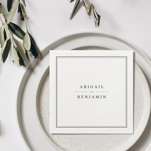 Elegant black and white minimalist monogram napkins