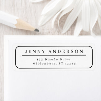 Elegant Black And White Minimalist Return Address  Label