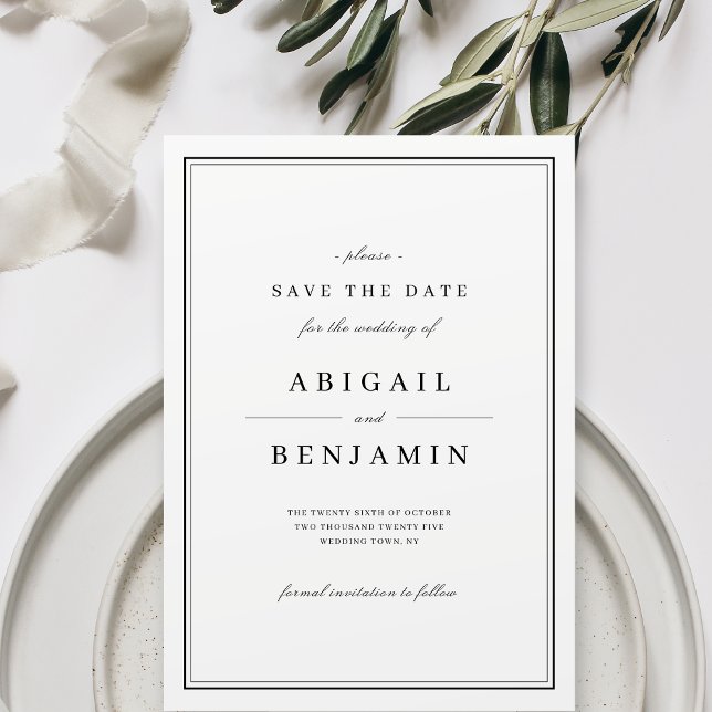 Elegant black and white minimalist save the date (Elegant black and white minimalist save the date)