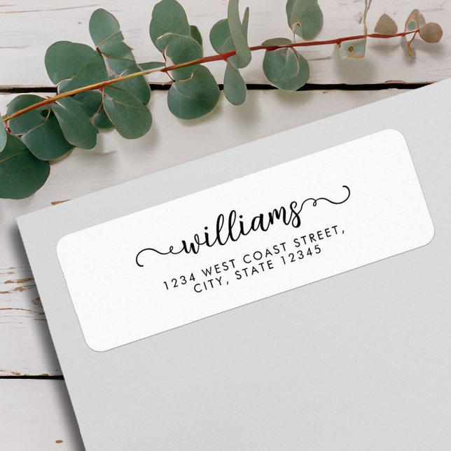 Elegant Black and White Minimalist Script Name Label (Elegant Black and White Minimalist Script Name Label)