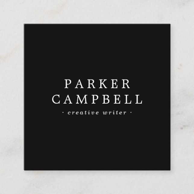 Elegant black and white minimalist square business card (Front)