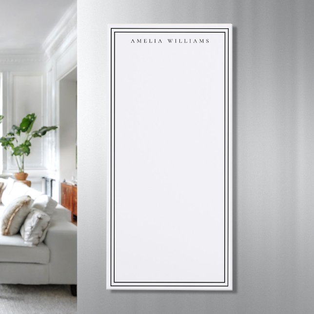 Elegant Black and White Minimalist Two Border Magnetic Notepad (Creator Uploaded)