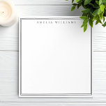 Elegant Black and White Minimalist Two Border Notepad<br><div class="desc">Create your own personalized notepads with black elegant chic typography monogram name and two border line design on white color.</div>