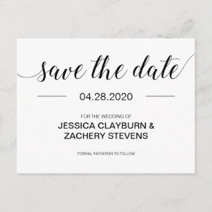 Elegant Black and White Minimalist Wedding Announcement Postcard