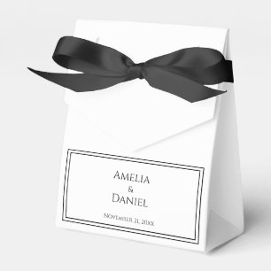 Elegant Black and White Minimalist Wedding Favor Boxes