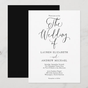 Elegant Black and White Minimalist Wedding Invitat Invitation