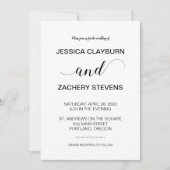 Elegant Black and White Minimalist Wedding Invitation | Zazzle