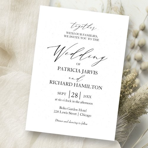 Elegant Black And White Minimalist Wedding Invitation