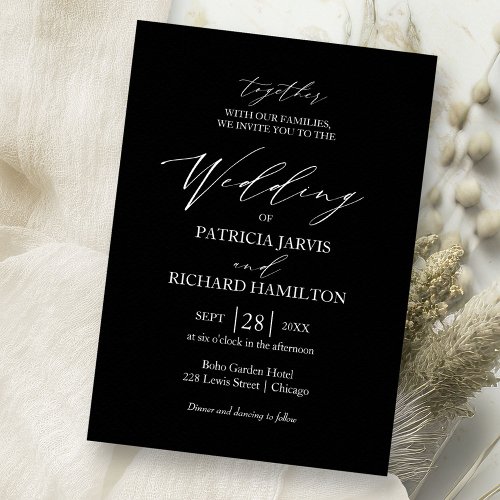 Elegant Black And White Minimalist Wedding Invitation