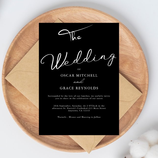 Elegant Black and White Minimalist Wedding Invitation (Creator Uploaded)