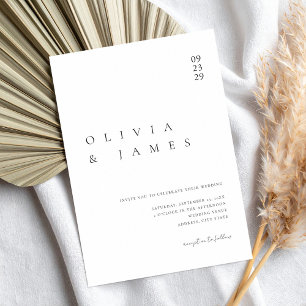 Elegant Black and White Minimalist Wedding Invitation