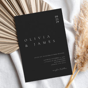 Elegant Black and White Minimalist Wedding Invitation