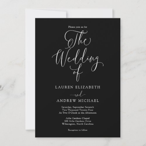Elegant Black and White Minimalist Wedding Invitation
