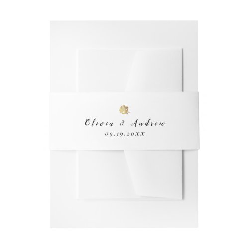 Elegant black and white minimalist wedding invitation belly band