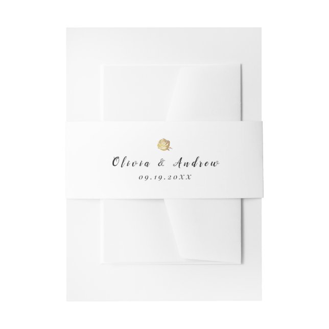 Elegant black and white minimalist wedding invitation belly band (Front Example)