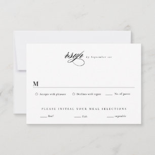 Elegant Black and White Minimalist Wedding RSVP Card