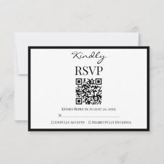 Elegant Black and White Minimalist Wedding RSVP Card