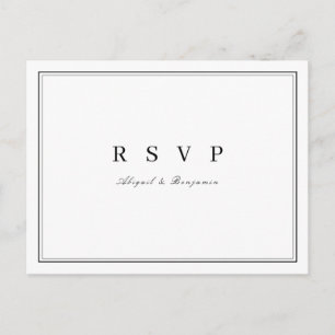 Elegant black and white minimalist wedding RSVP Invitation Postcard