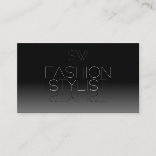 Elegant Black and White Mirror Font with Monogram Business Card