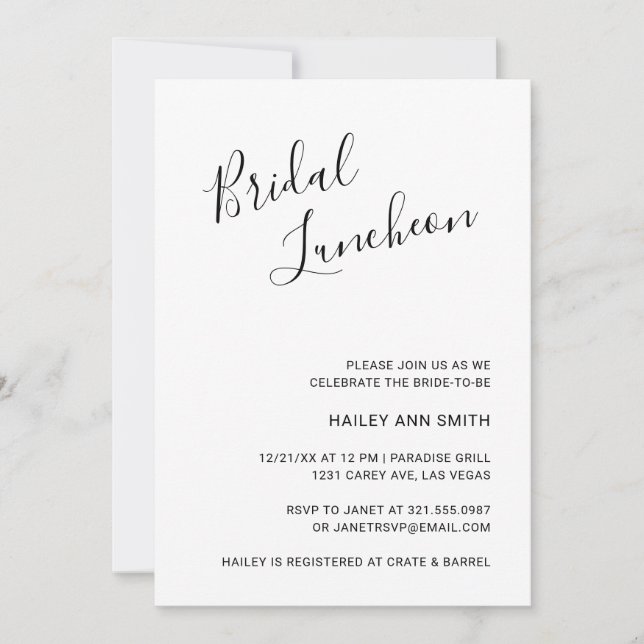 Elegant Black and White Modern Bridal Shower Invitation (Front)