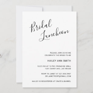 Elegant Black and White Modern Bridal Shower Invitation