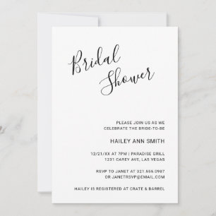 Elegant Black and White Modern Bridal Shower Invitation