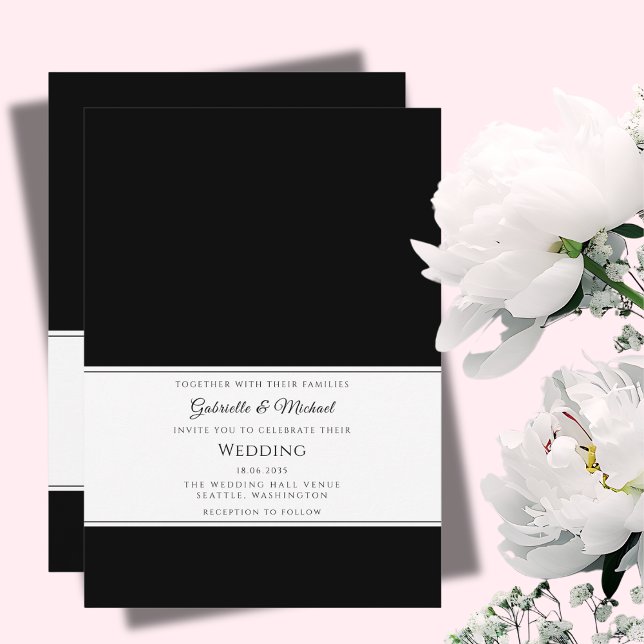 Elegant Black and White Modern Minimalist Wedding  Invitation (Creator Uploaded)