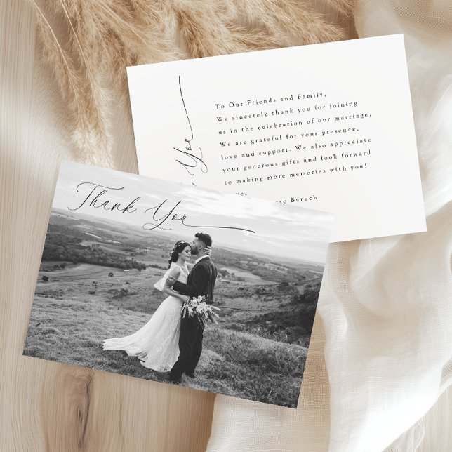 Elegant Black and White Modern Photo Thank You Card (Creator Uploaded)