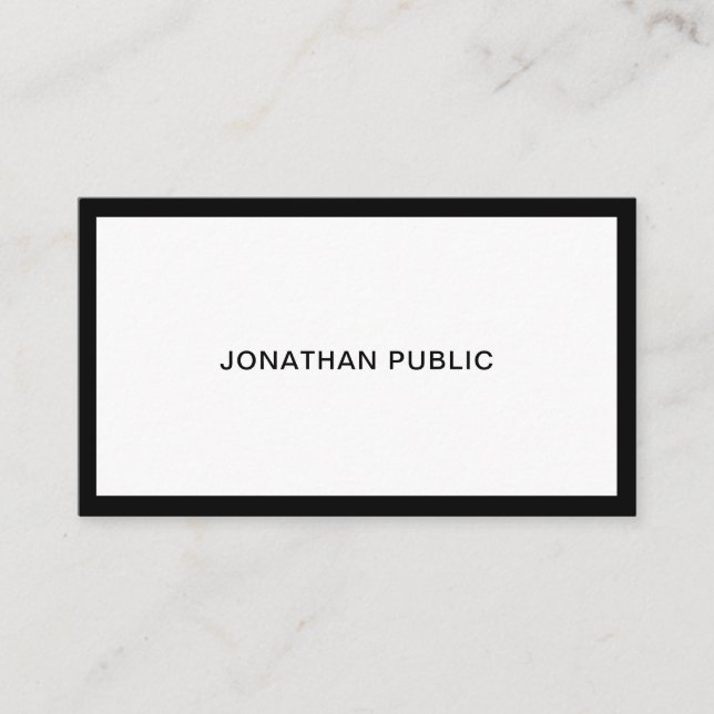 Elegant Black And White Modern Professional Plain Business Card (Front)