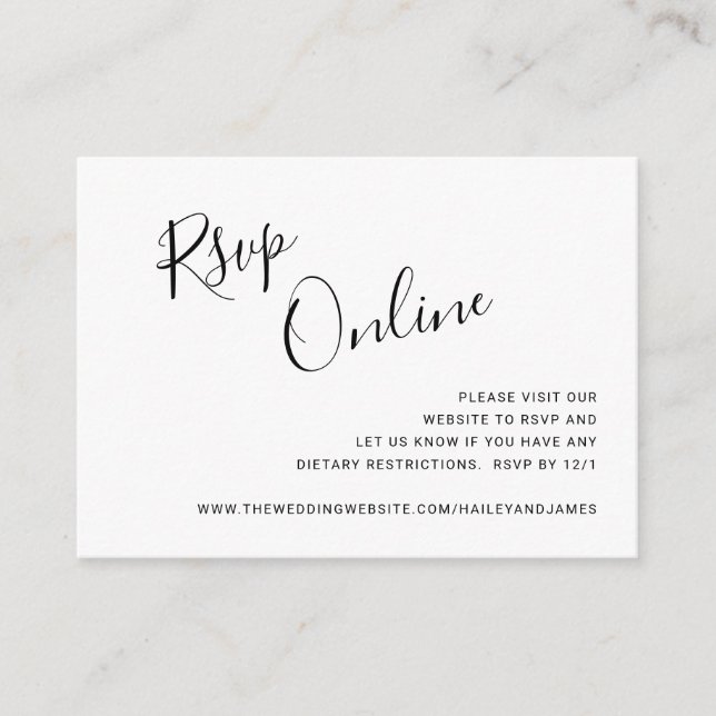 Elegant Black and White Modern Wedding Enclosure Card (Front)