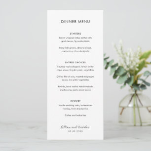 Elegant Black and White Modern Wedding Menu