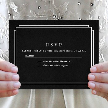 Elegant Black And White Modern Wedding Rsvp Card by girly_girl_graphics at Zazzle