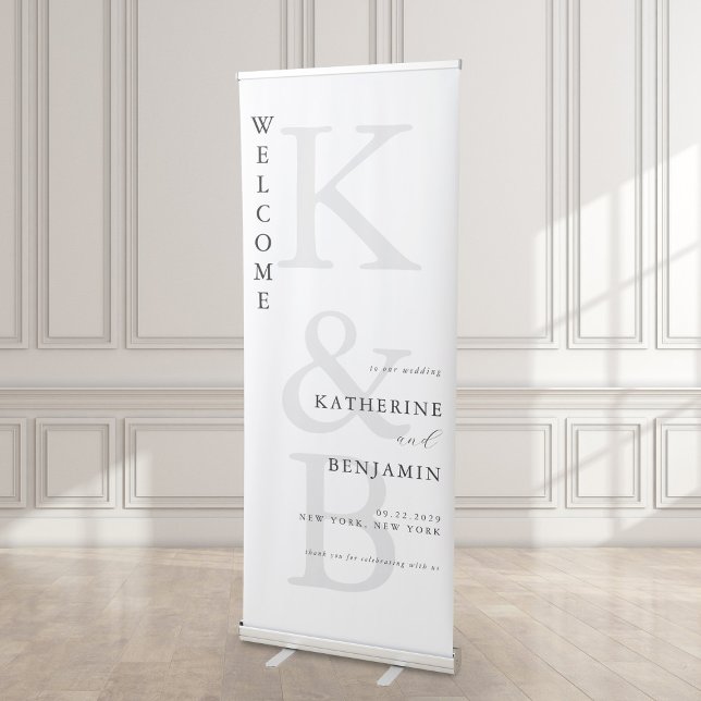 Elegant Black and White Modern Wedding Welcome Retractable Banner (Creator Uploaded)