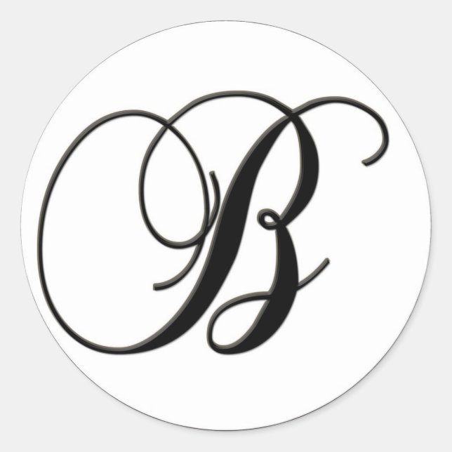 Elegant Black and White Monogram - B - Customized Classic Round Sticker (Front)