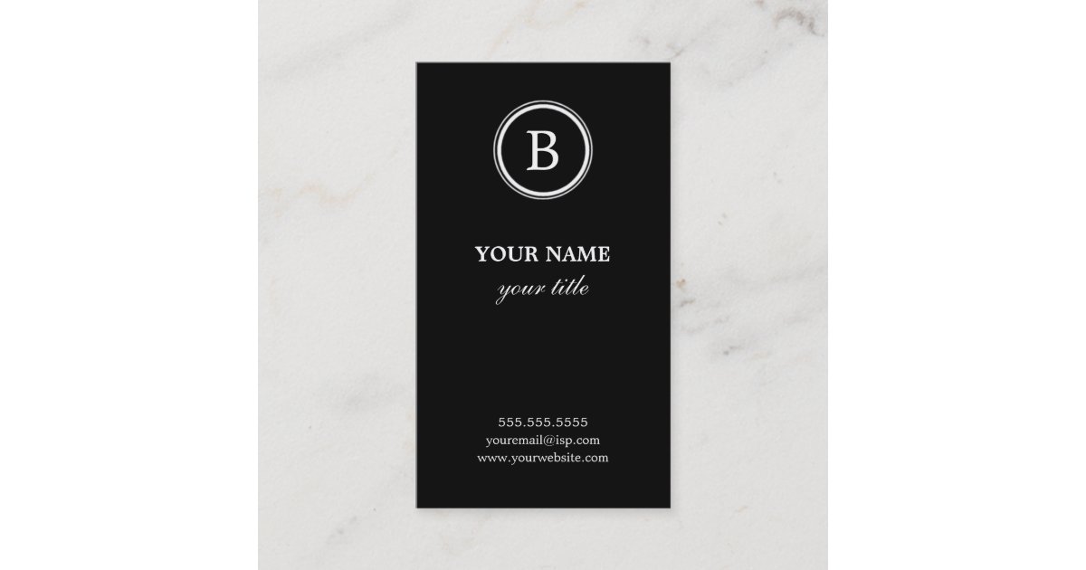 Elegant Black And White Monogram Business Cards 