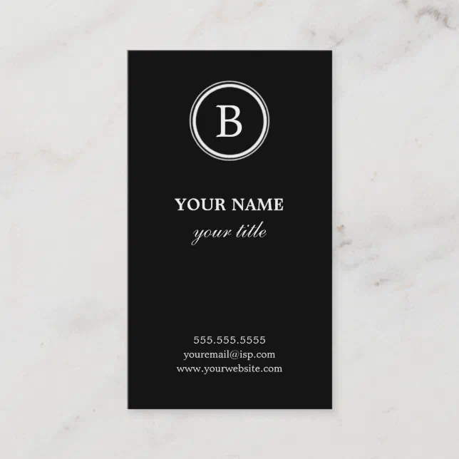 Elegant Black and White Monogram Business Cards | Zazzle