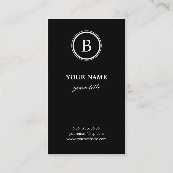 Elegant Black and White Monogram Business Cards | Zazzle