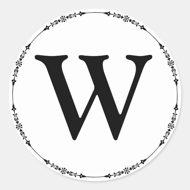Elegant Black and White Monogram Envelope Seal (Front)