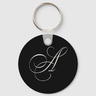Elegant black and white monogram - initial A Keychain