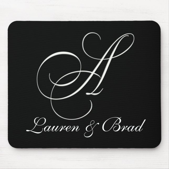 Elegant black and white monogram - initial A Mouse Pad (Front)