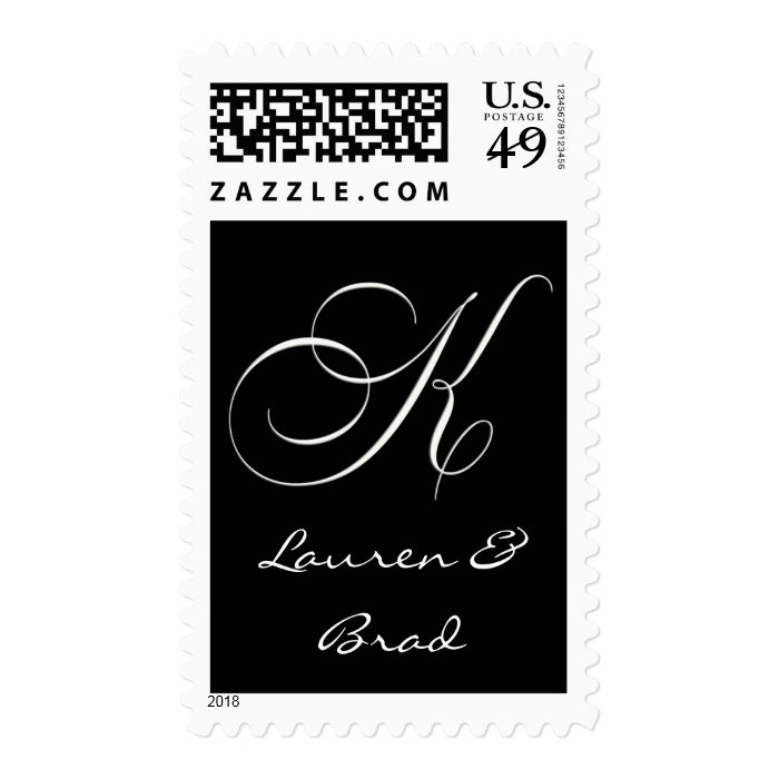 Elegant black and white monogram   initial k stamp