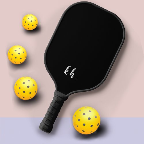 Elegant Black and White Monogram Initials Pickleball Paddle