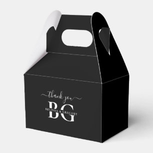 Elegant Black and White Monogram Initials Wedding Favor Boxes