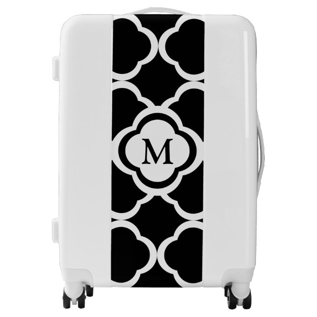 Elegant Black And White Monogram Luggage (Front)