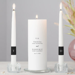 Elegant Black and White Monogram Modern Wedding Unity Candle Set