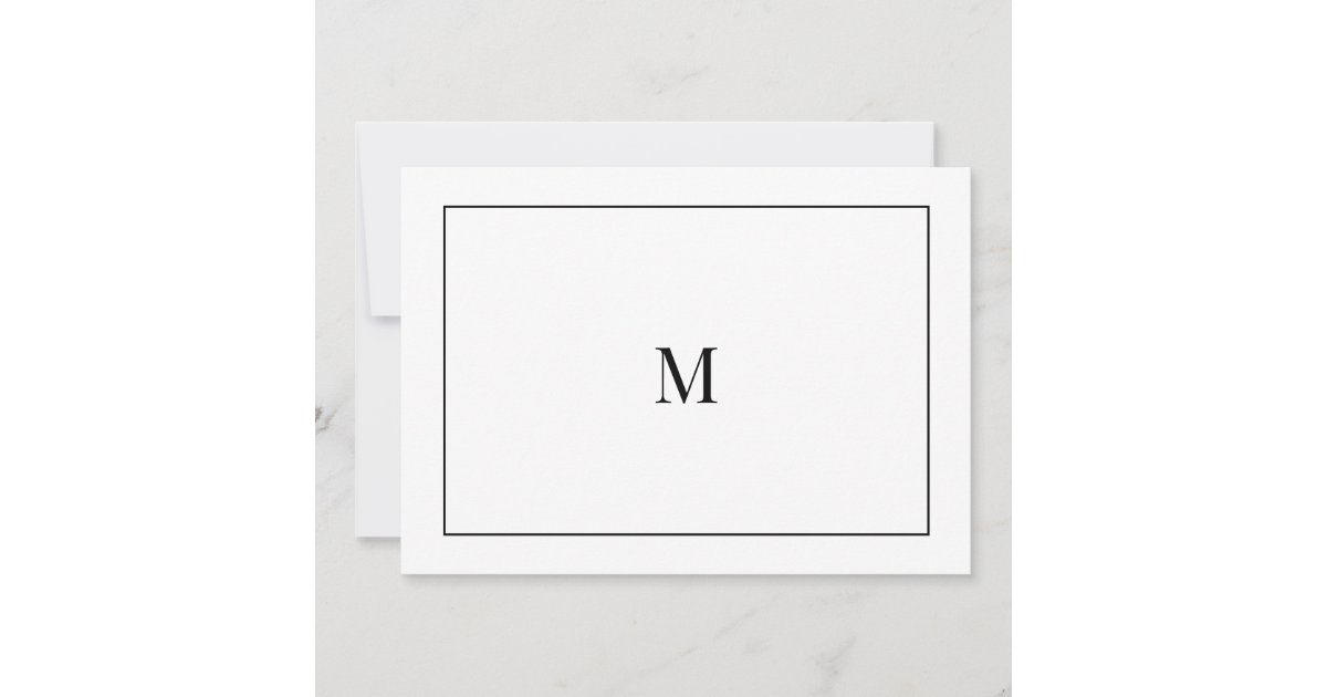 Elegant Black and White Monogram Note Card | Zazzle